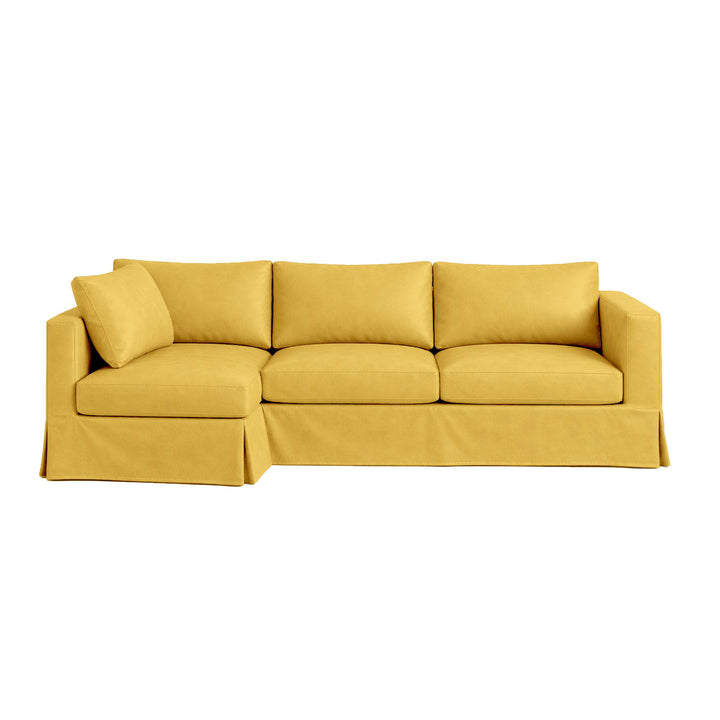 Warm Yellow Leather-look Custom Sectional Slipcover