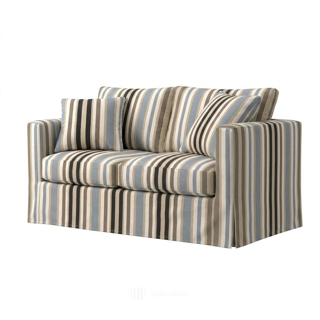 Harbor Stripe Canvas custom chair & sofa slipcover in red and cream stripe