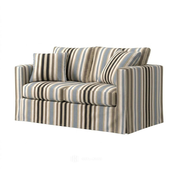 Harbor Stripe Canvas custom chair &amp; sofa slipcover in red and cream stripe