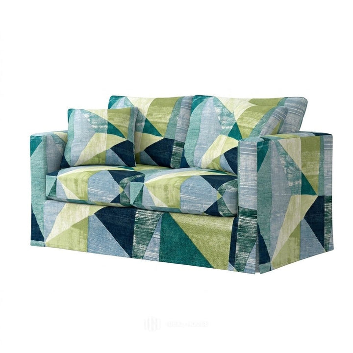 Emerald Mosaic Canvas custom chair &amp; sofa slipcover in emerald green mosaic