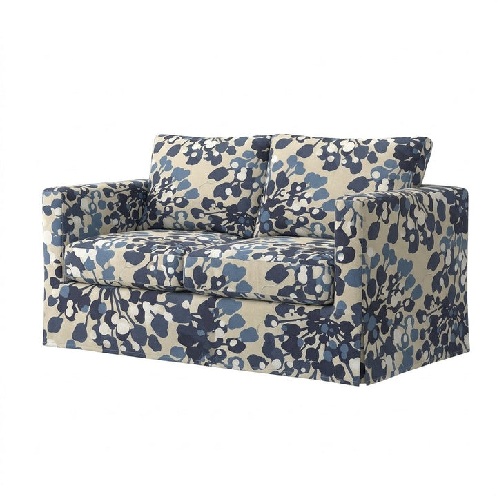 Blue Botanical Print Custom Furniture Slipcover