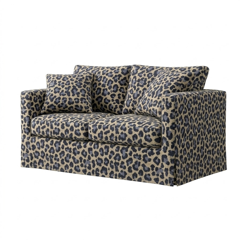 Indigo Leopard Print Custom Chair &amp; Sofa Slipcover
