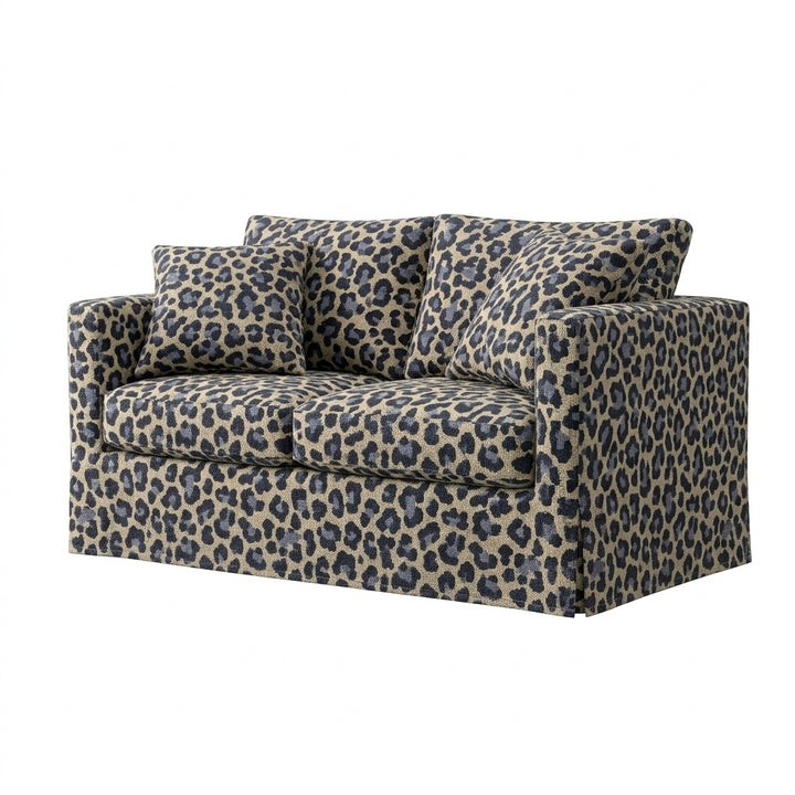 Indigo Leopard Print Custom Chair &amp; Sofa Slipcover
