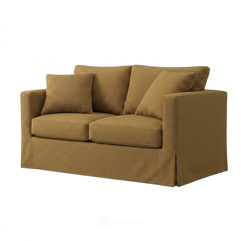 yellow check sofa slipcover
