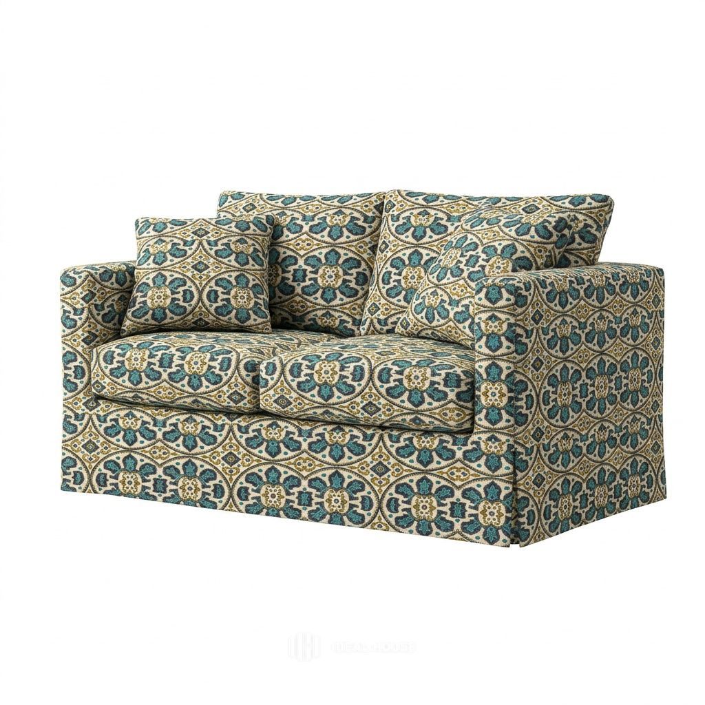 Boho blue sofa slipcover