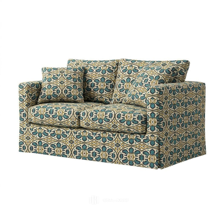 Boho blue sofa slipcover