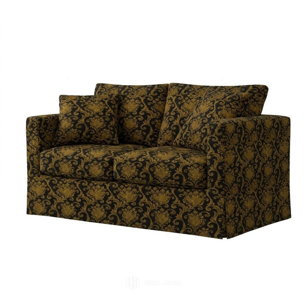 Black & Gold Damask Custom Chair & Sofa Slipcover