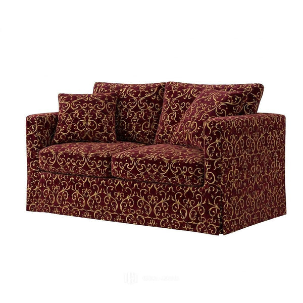 Ruby Red & Gold Damask Custom Furniture Slipcover