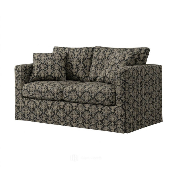 Black & Silver Damask Custom Chair & Sofa Slipcover