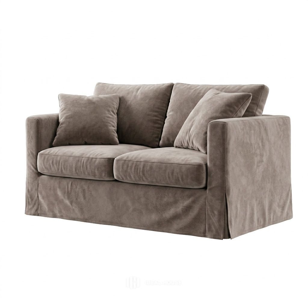 Velvet Blush Beige custom chair & sofa slipcover in blush beige velvet