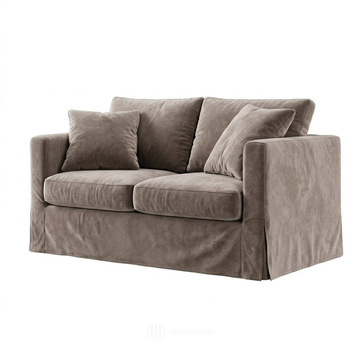 Velvet Blush Beige custom chair &amp; sofa slipcover in blush beige velvet