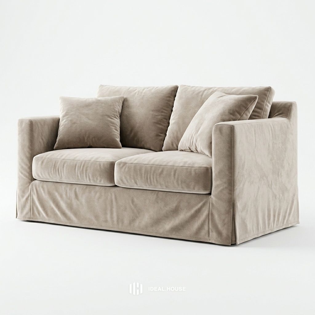 Velvet Cream custom chair & sofa slipcover in cream velvet