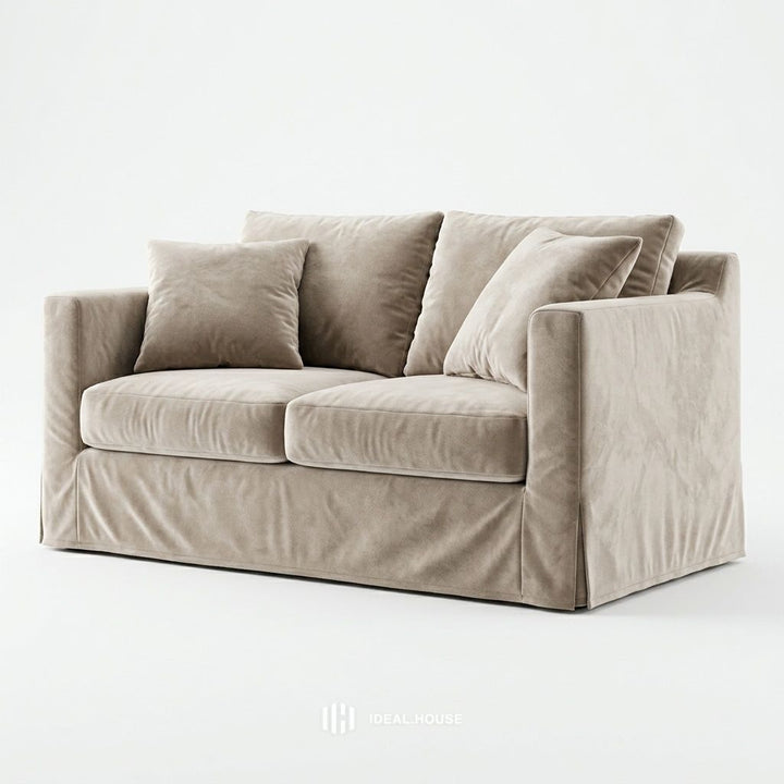 Velvet Cream custom chair &amp; sofa slipcover in cream velvet