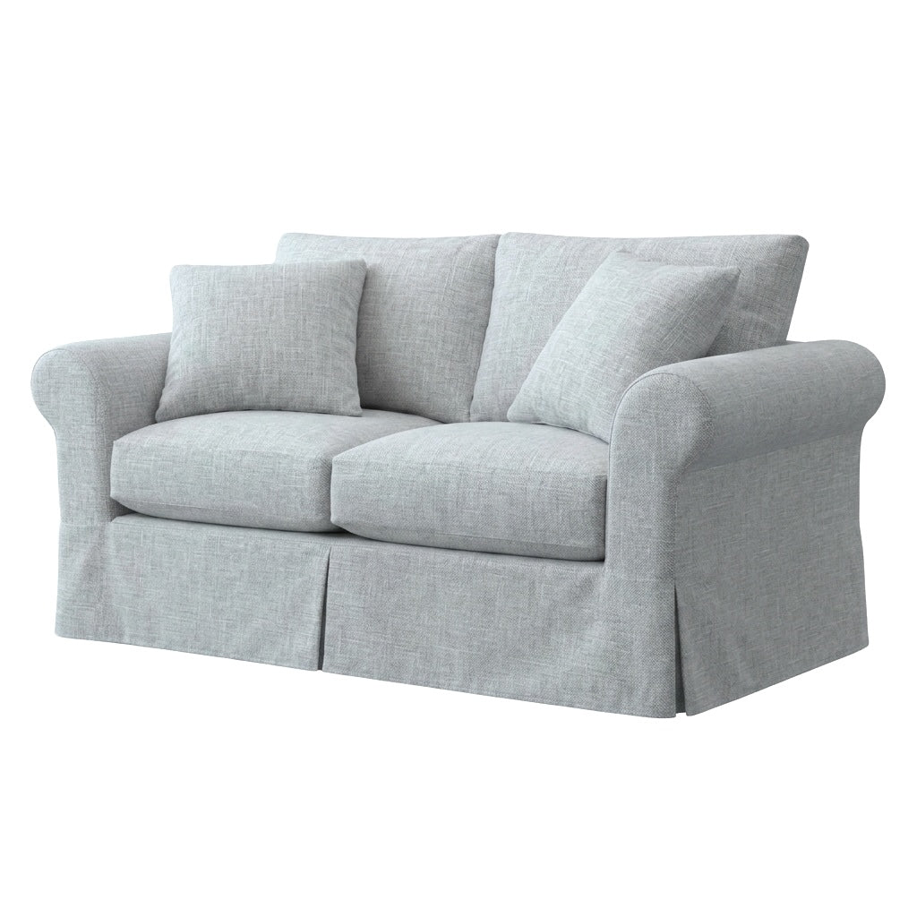 Glacier Gray linen weave custom chair &amp; sofa slipcover