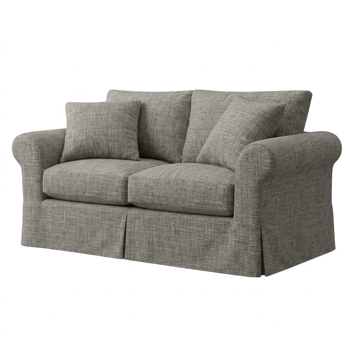 Linen Greige premium weave custom chair &amp; sofa slipcover