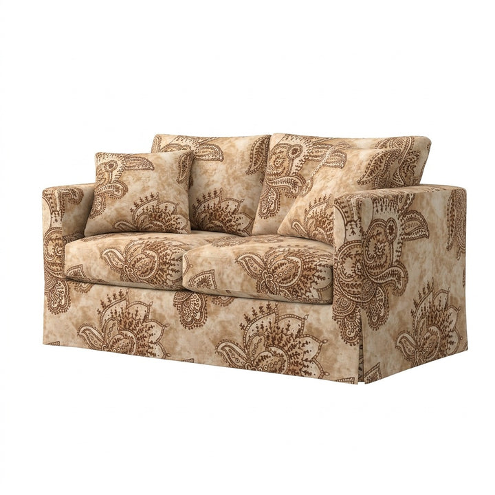Tan &amp; Coffee Paisley Custom Furniture Slipcover