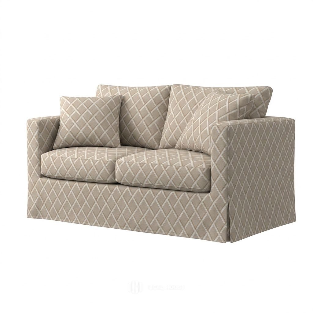 Ivory Lattice Custom Sofa Slipcover