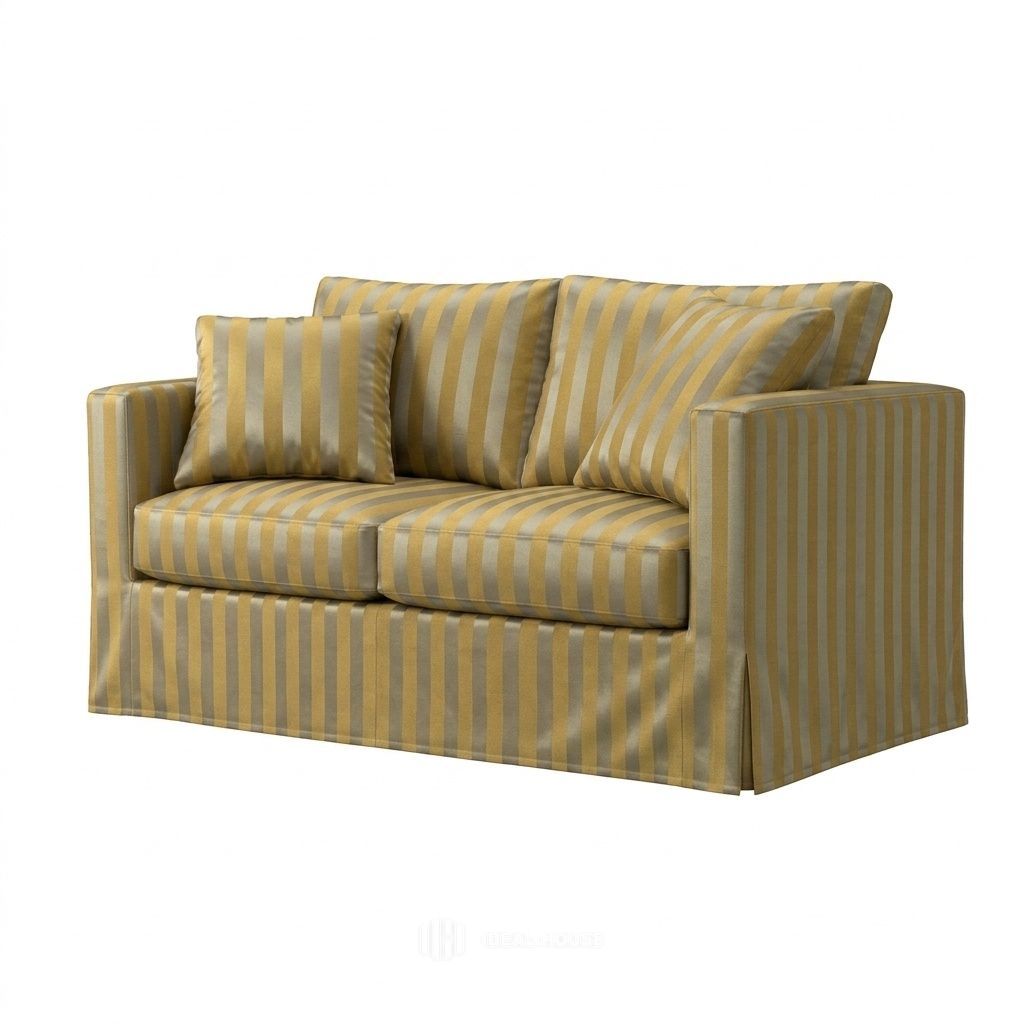 Gold Stripe Damask Custom Furniture Slipcover