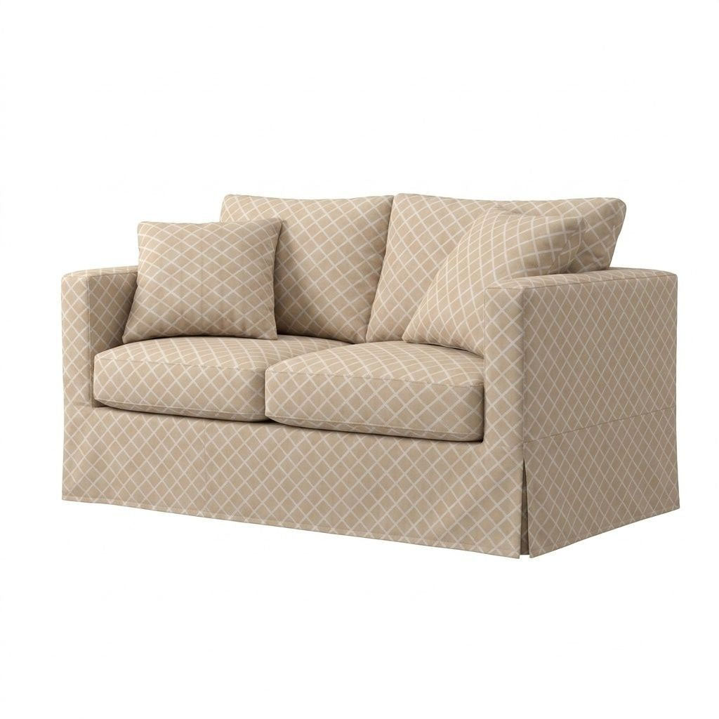 Lattice Beige Canvas Custom Furniture Slipcover
