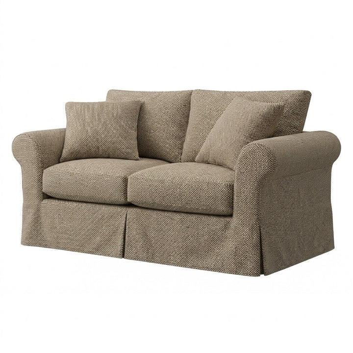 Chestnut Brown Tweed heavyweight weave custom chair &amp; sofa slipcover