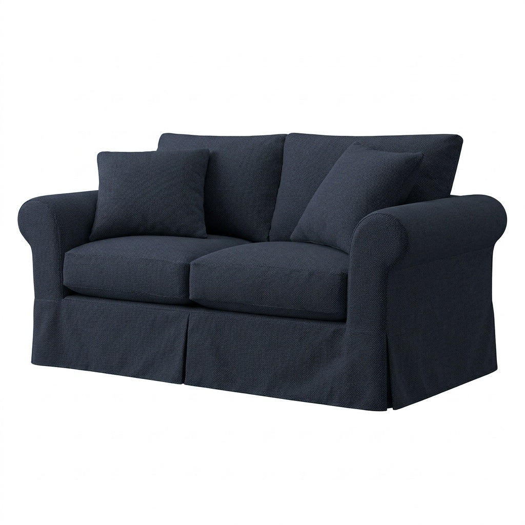 Oxford Blue performance weave custom chair &amp; sofa slipcover
