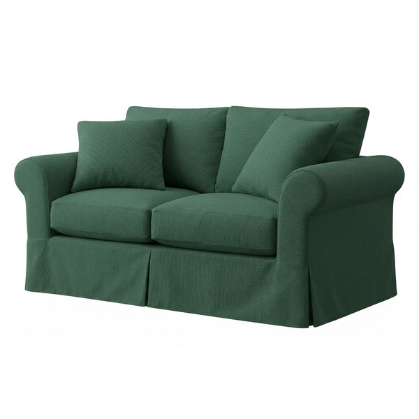 Forest Green Canvas Custom Chair & Sofa Slipcover