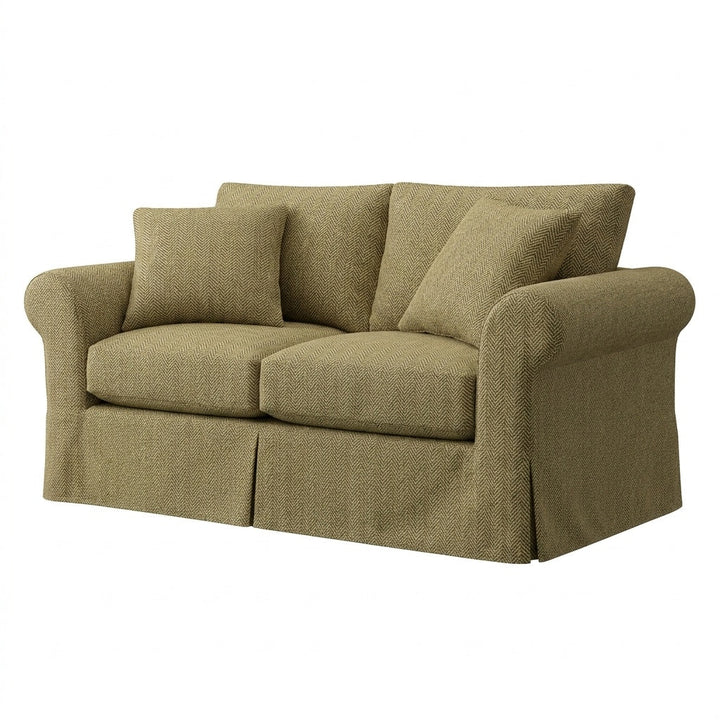 Sage Herringbone premium weave custom chair &amp; sofa slipcover