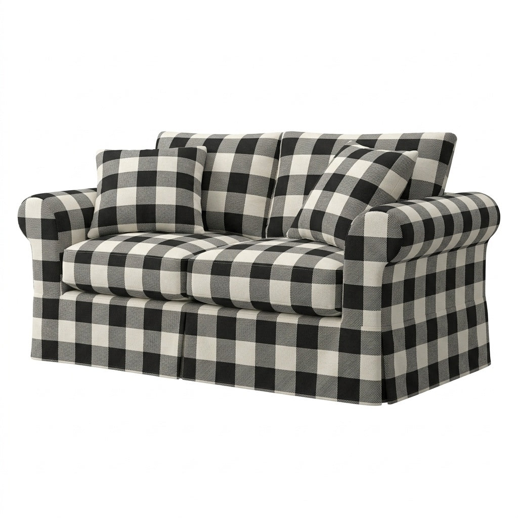 Black &amp; White Buffalo Check Custom Furniture Slipcover