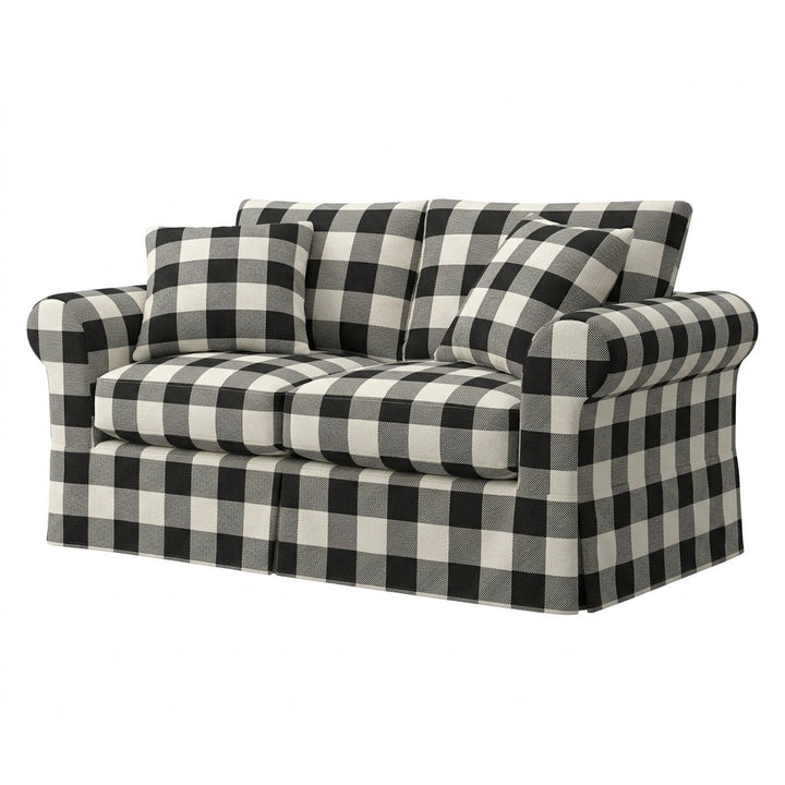 Black &amp; White Buffalo Check Custom Furniture Slipcover