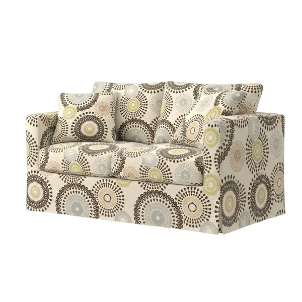 Geometric Earth Tones Linen Custom Furniture Slipcover
