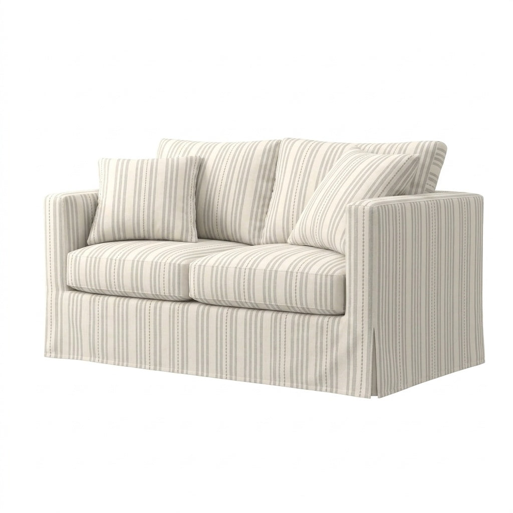 Gray &amp; White Stripe Canvas Custom Furniture Slipcover