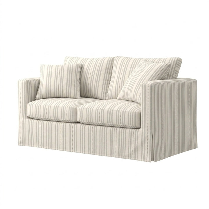 Gray &amp; White Stripe Canvas Custom Furniture Slipcover