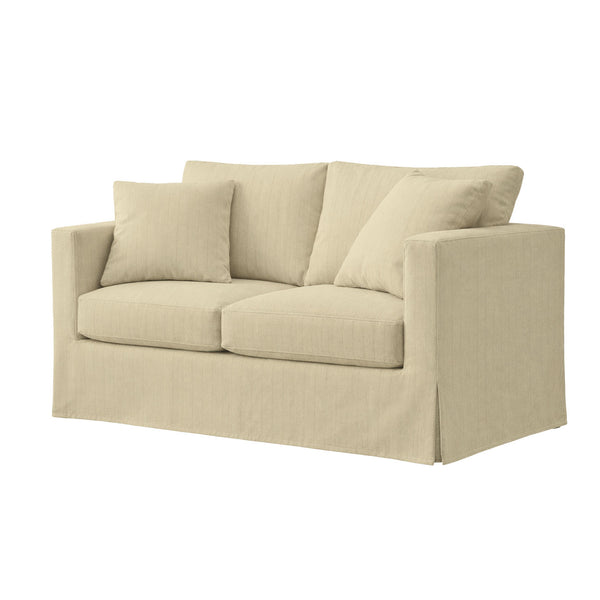 Warm Ivory Herringbone Custom Furniture Slipcover