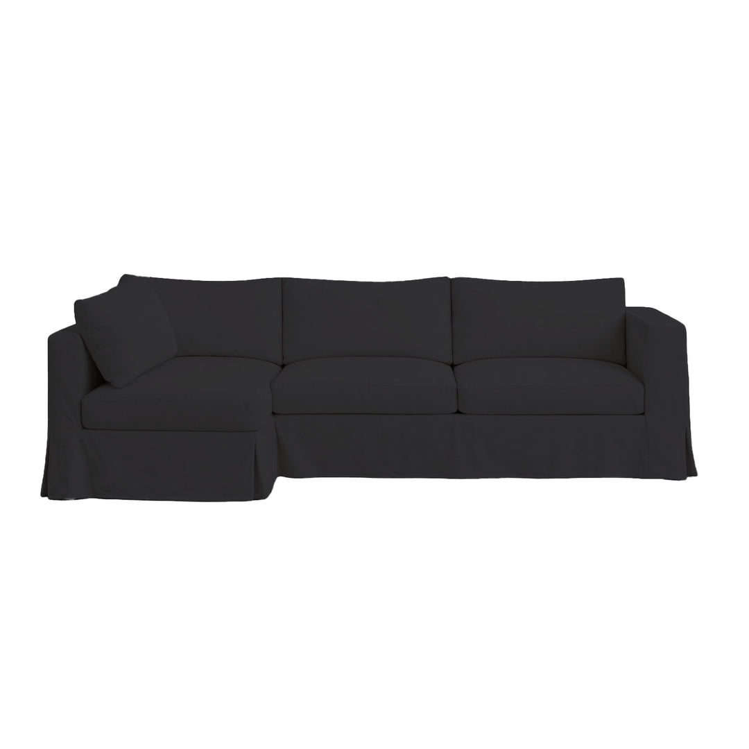 Pure Black Canvas Custom Sectional Slipcover