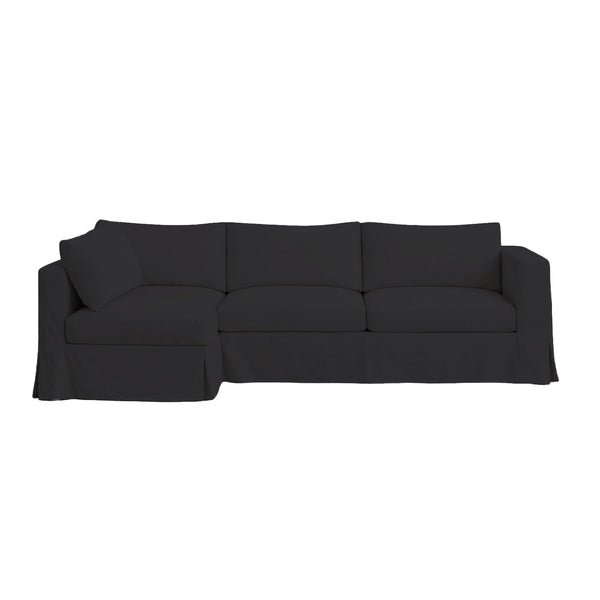 Pure Black Canvas Custom Sectional Slipcover