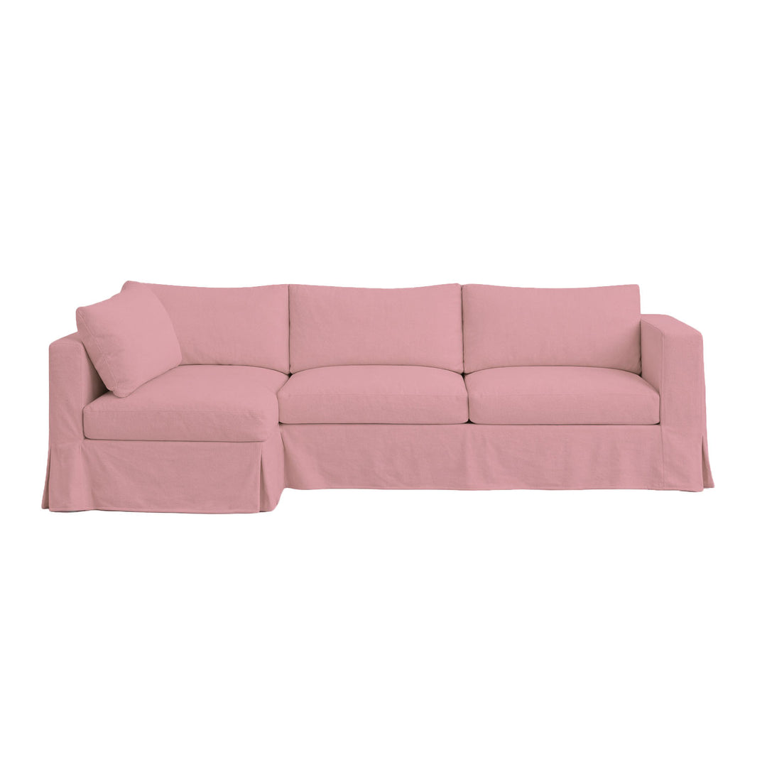 Blush Pink Canvas Custom Sectional Slipcover