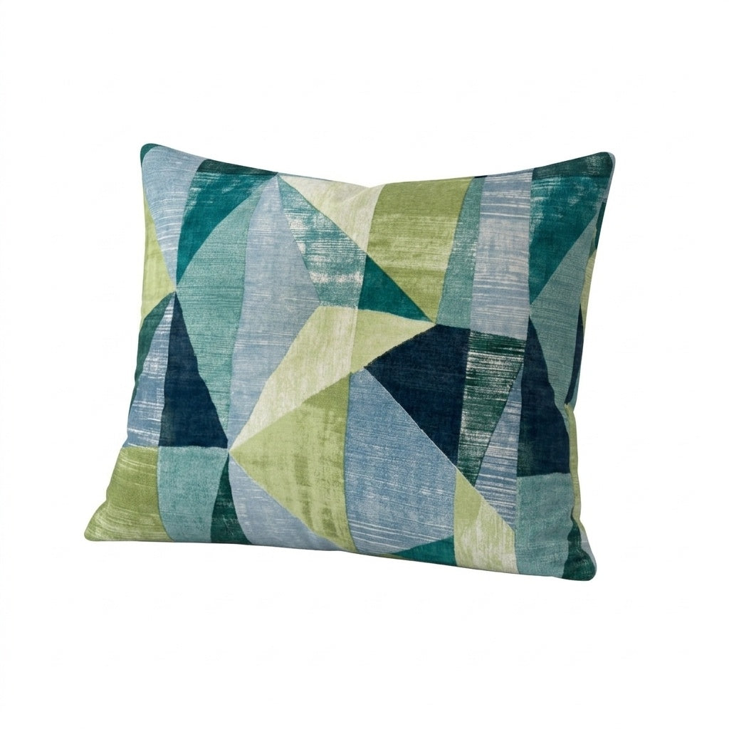 Emerald Mosaic Canvas throw pillow in emerald green mosaic