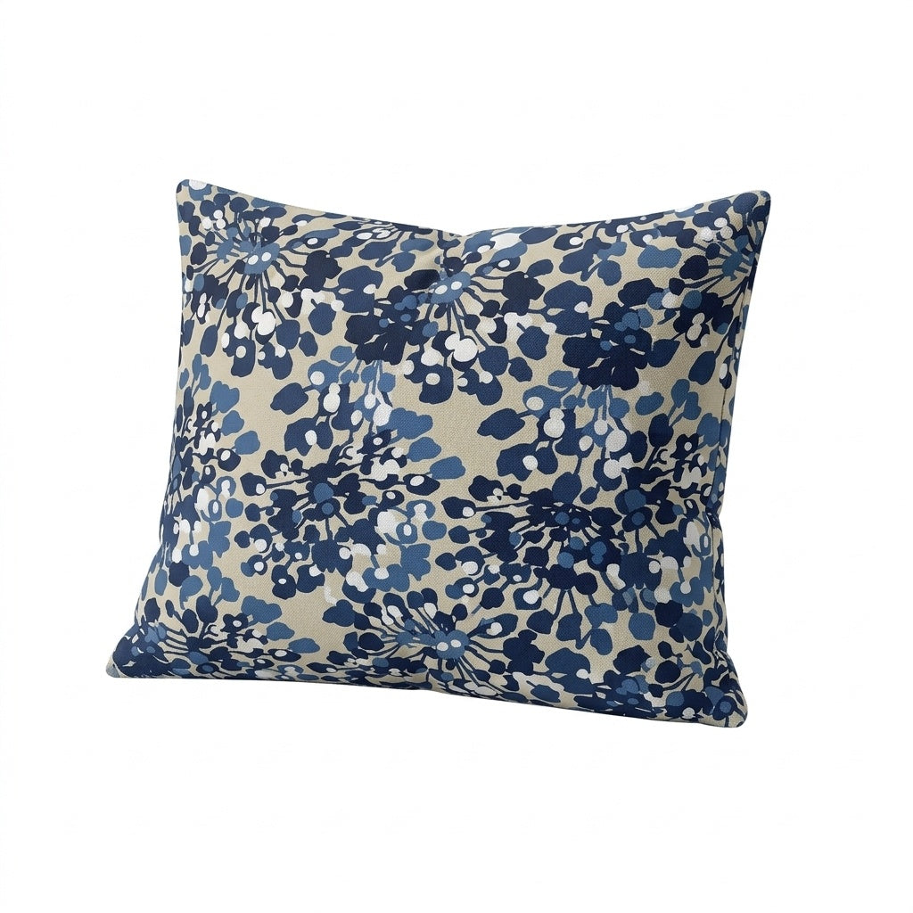 Blue Botanical Print Throw Pillow