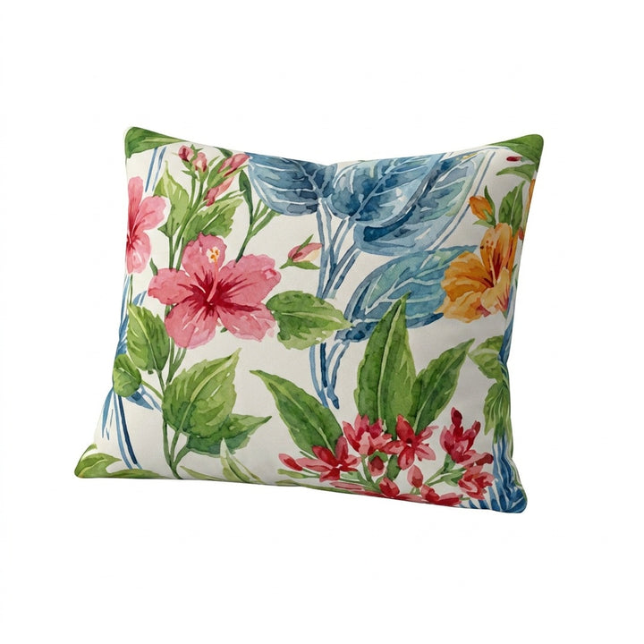 Hibiscus Floral Outdoor Throw Pillow