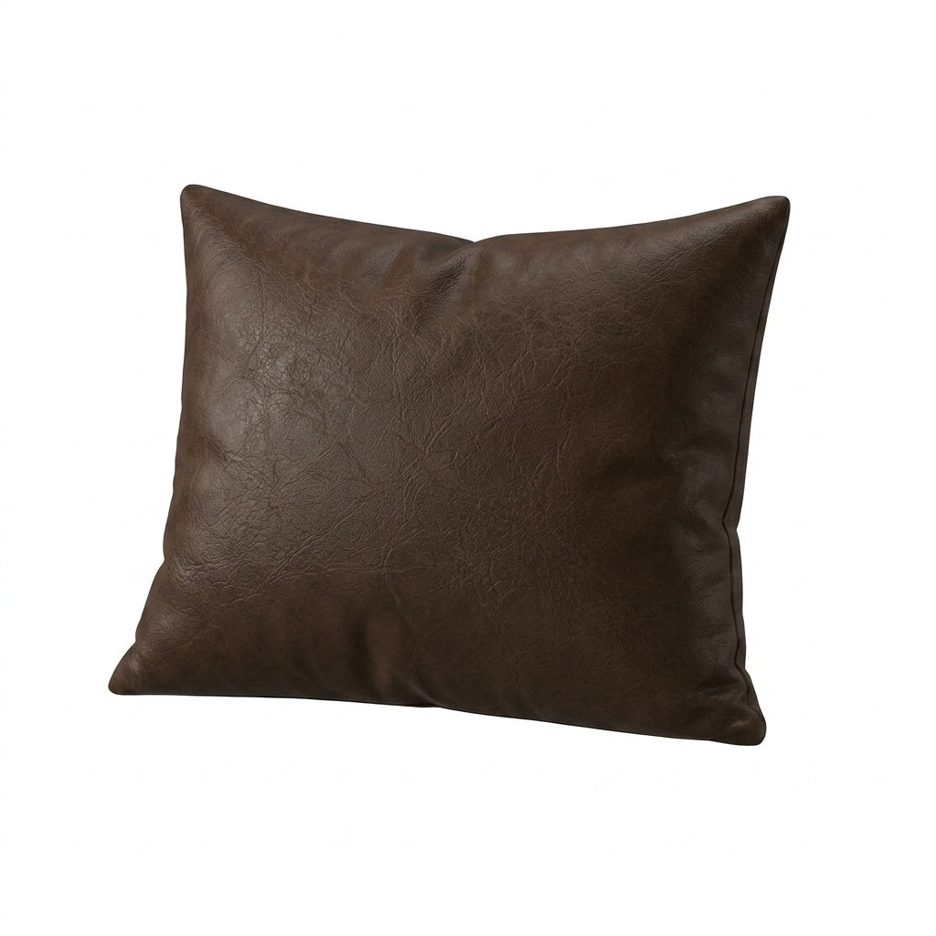 Vegan Espresso Leather Throw Pillow