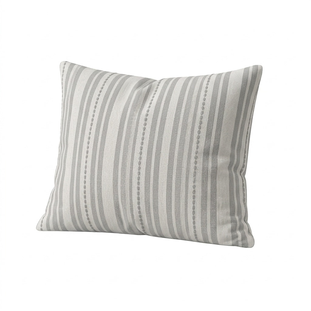 Gray & White Stripe Canvas Throw Pillow