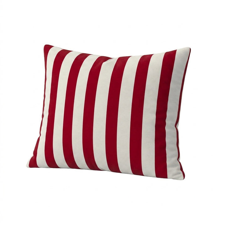Retro Cabana Red &amp; White Stripe Outdoor Throw Pillow